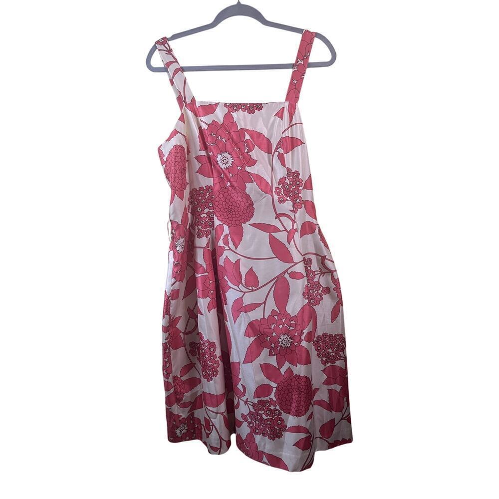 Jessica Howard Pink and White Floral A-Line Dress w/Belt Size 14W
